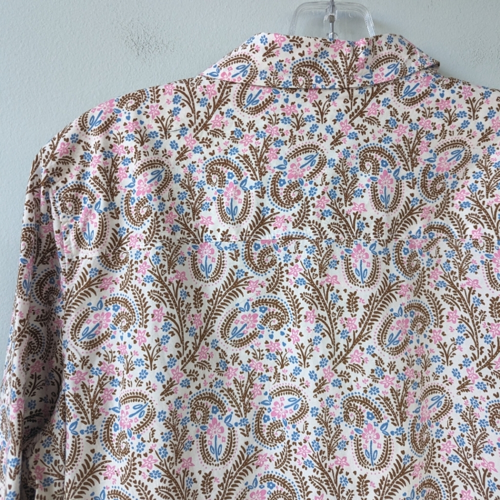 Boden Petite Women's The Cotton Shirt Paisley Floral Print Button Up Shirt - Picture 8 of 8